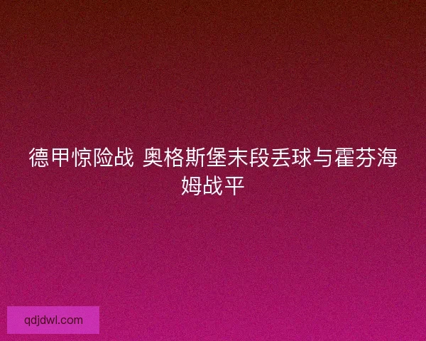 德甲惊险战 奥格斯堡末段丢球与霍芬海姆战平